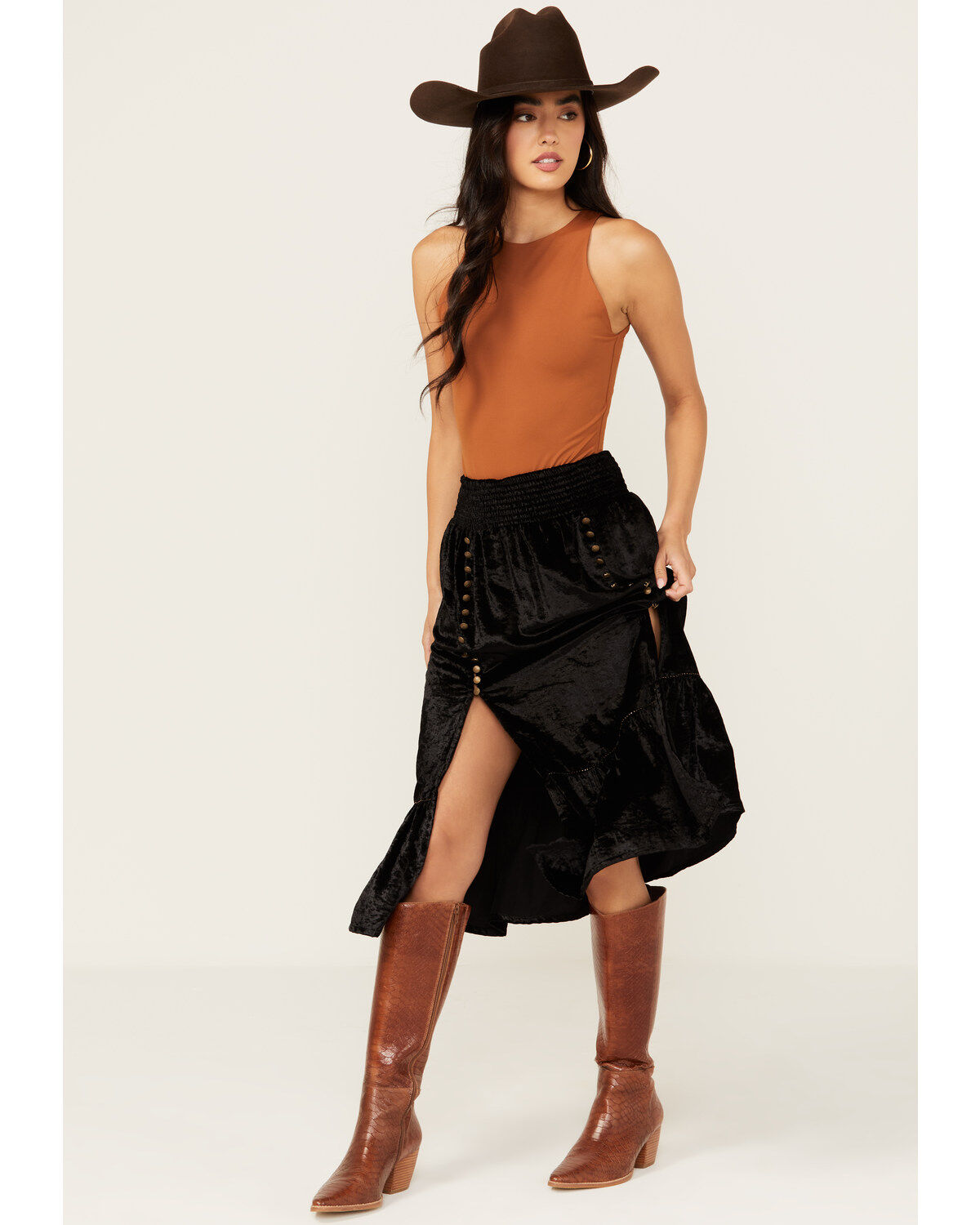 Image #1 - Shyanne Women's Velvet Skirt, Black, hi-res