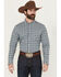 Image #1 - Cody James Men's Bob Plaid Print Long Sleeve Button-Down Western Shirt - Tall, Blue, hi-res