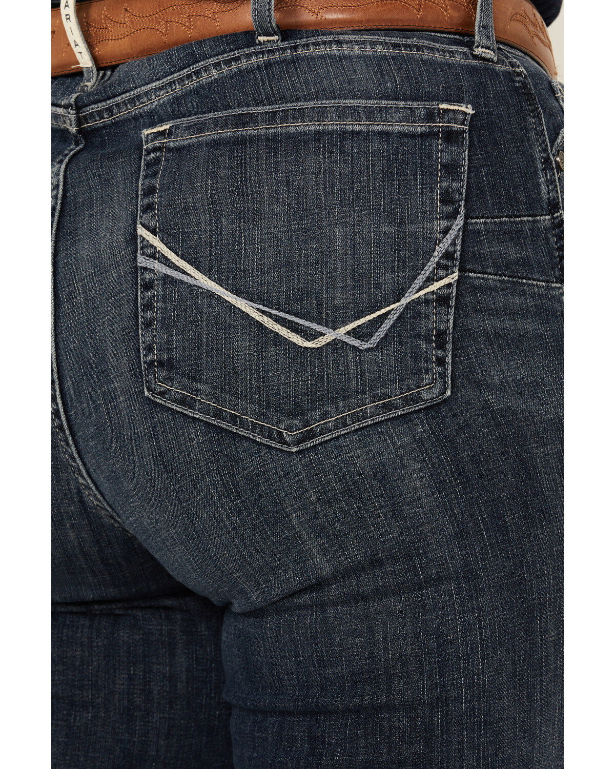 Image #4 - Ariat Women's Perfect Rise Madison Stretch Straight Jeans - Plus, Dark Wash, hi-res