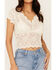 Image #3 - Shyanne Women's Flutter Sleeve Lace Crop Top, Cream, hi-res