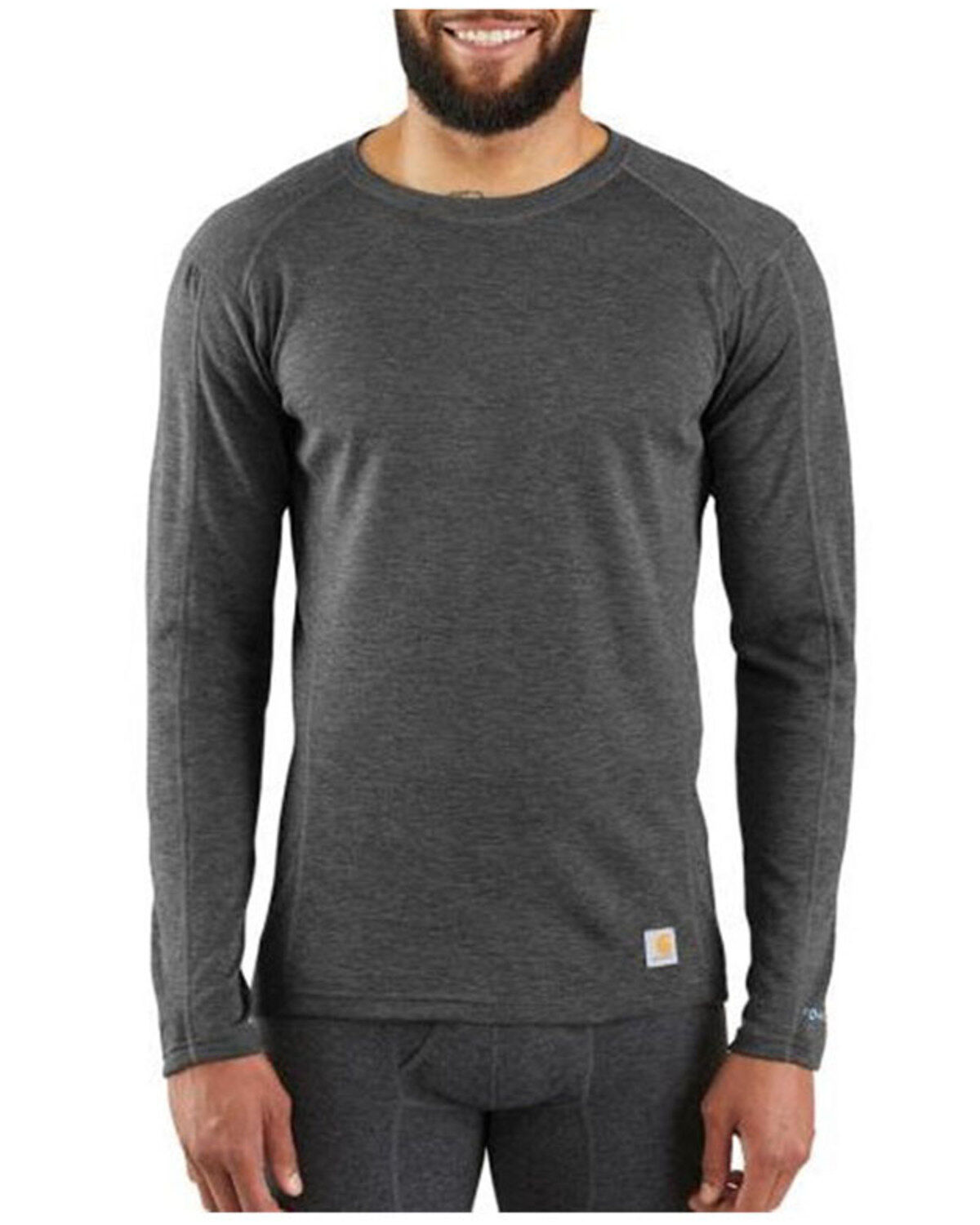 Image #1 - Carhartt Men's Force Heavyweight Tech Crew Long Sleeve Work Shirt, Black, hi-res