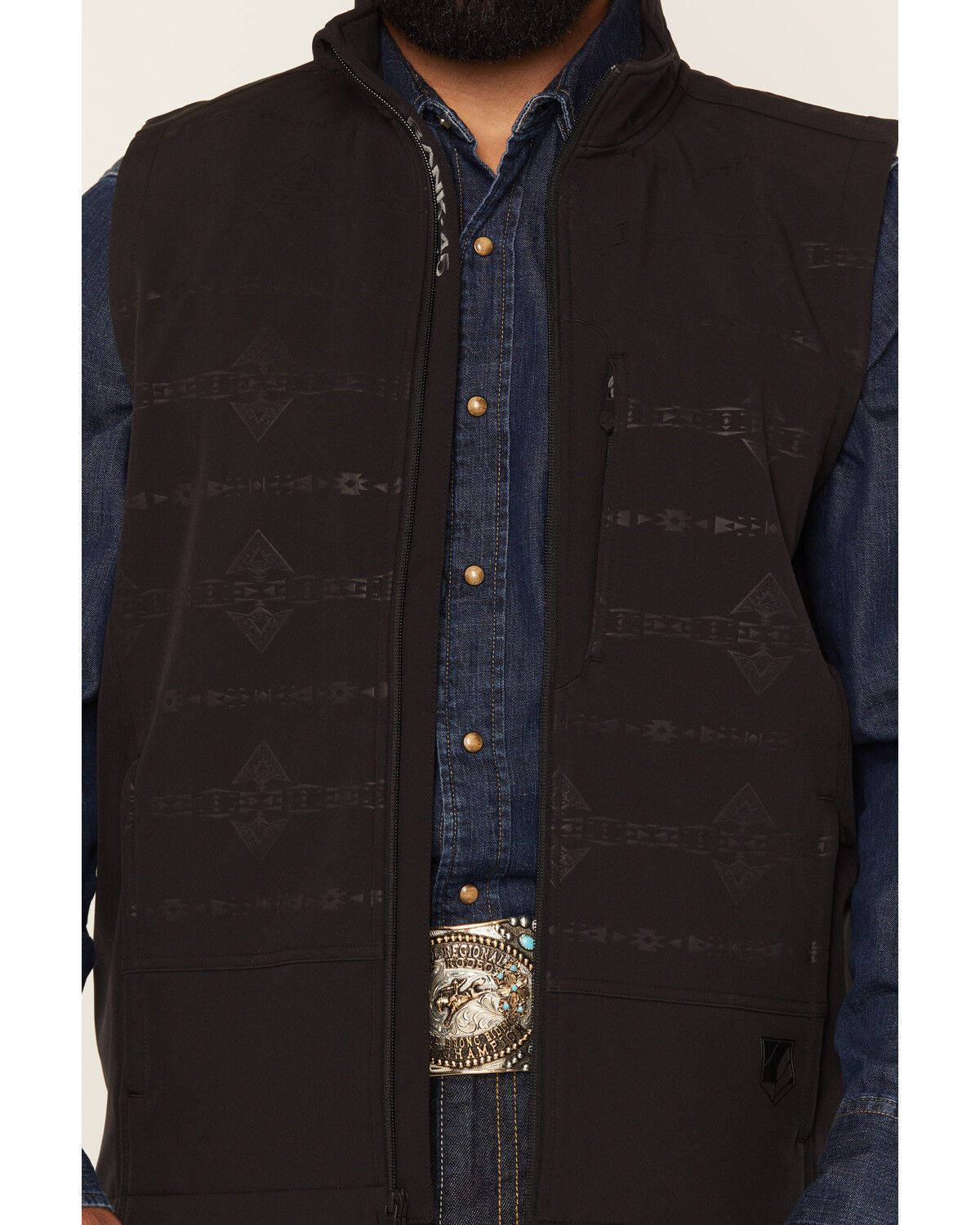 Image #3 - RANK 45&reg; Men's Lariat Southwestern Print Softshell Vest - Tall, Black, hi-res