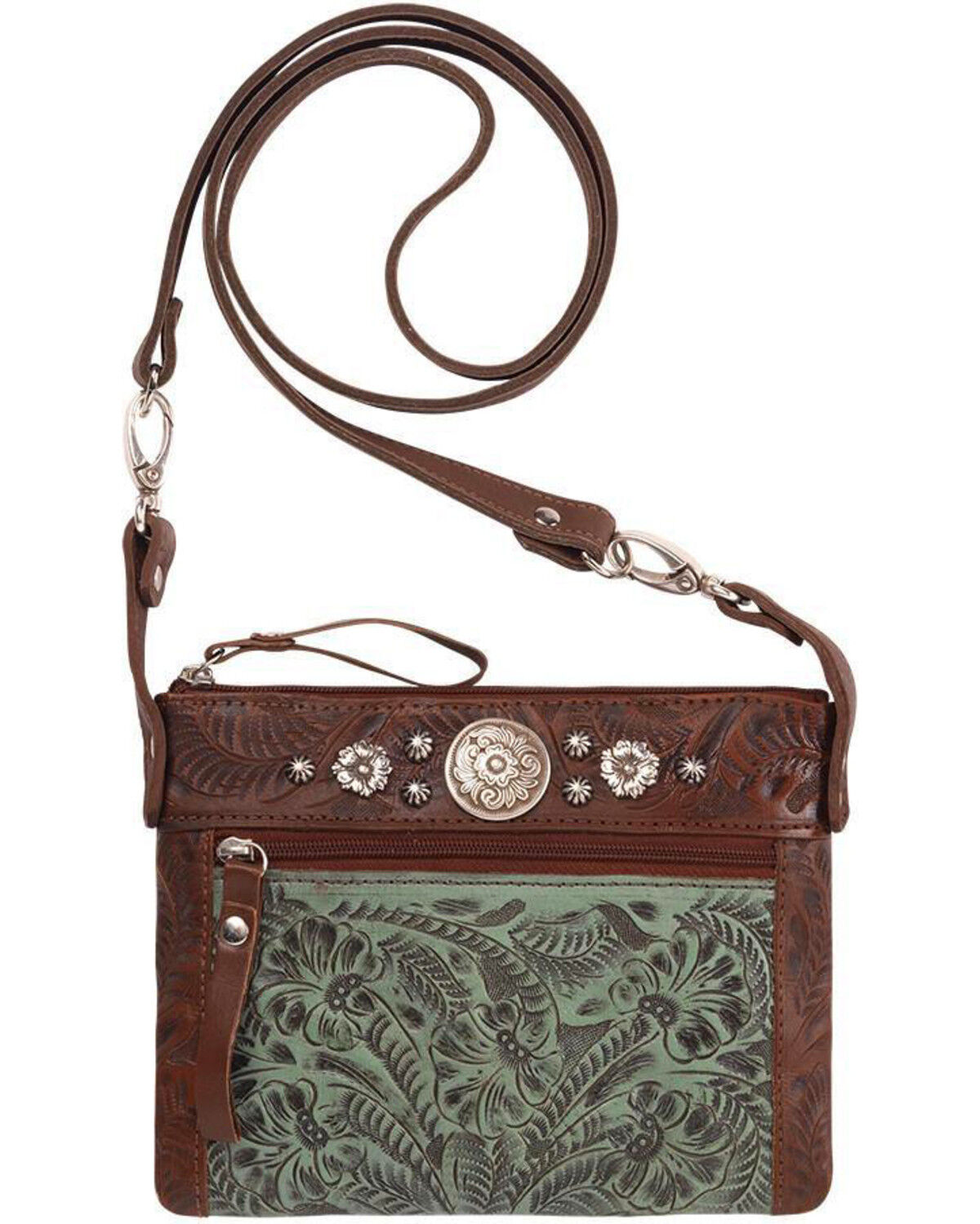 Image #1 - American West Women's Turquoise Trail Rider Crossbody Purse, Turquoise, hi-res