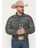 Image #1 - Cowboy Hardware Men's Tooled Floral Print Long Sleeve Snap Stretch Western Shirt, Charcoal, hi-res