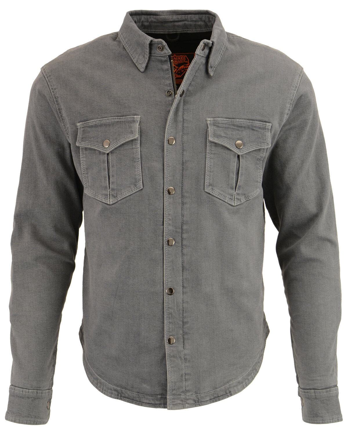 Image #6 - Milwaukee Performance Men's Aramid Reinforced Denim Biker Shirt, Grey, hi-res
