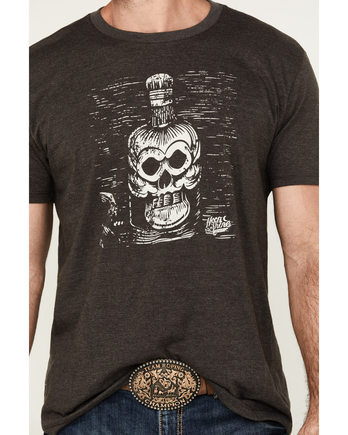Image #3 - Moonshine Spirit&reg; Men's Bottle Lines Short Sleeve Graphic T-Shirt, Charcoal, hi-res