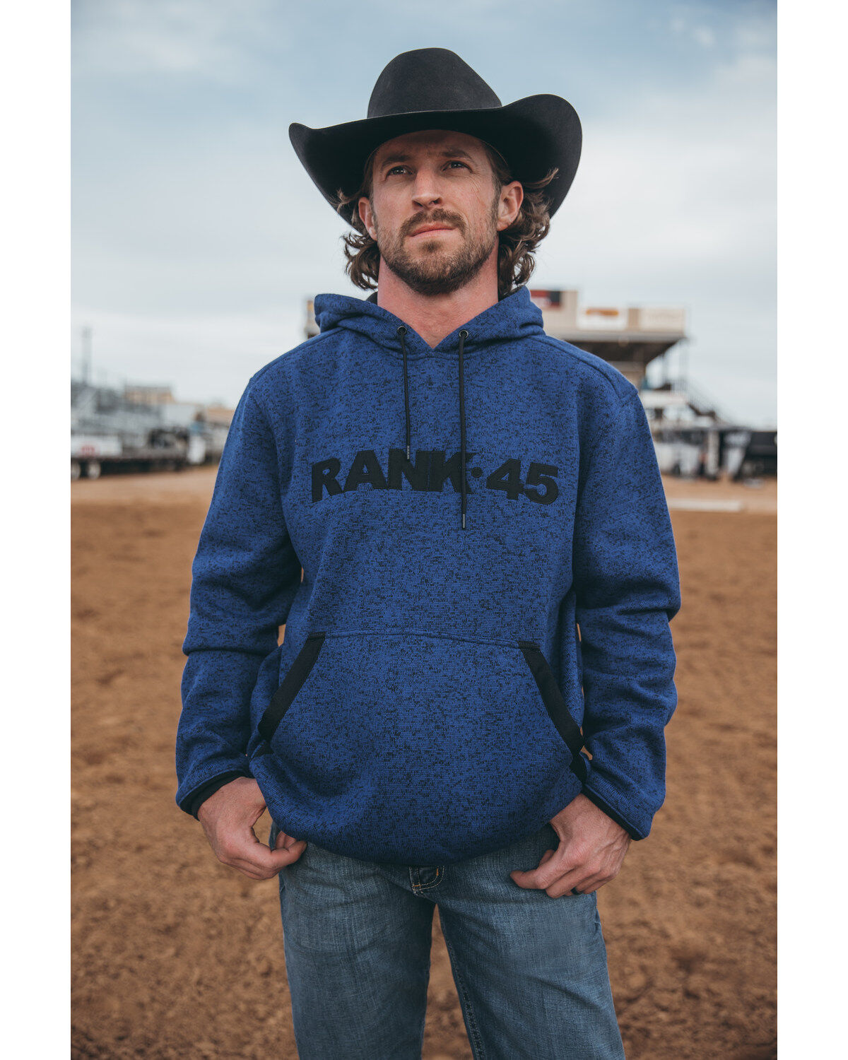 Image #1 - RANK 45&reg; Men's Ranhan Logo Hooded Sweatshirt, Blue, hi-res