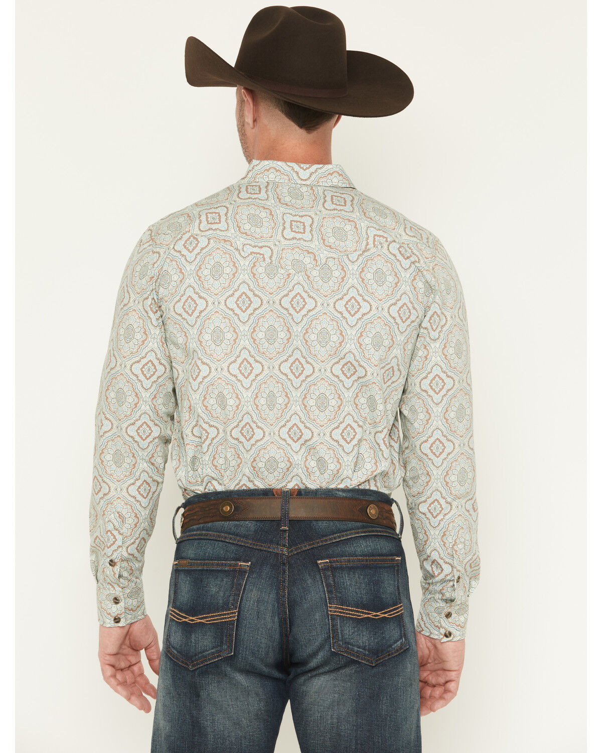 Image #4 - Gibson Trading Co Men's Garfunkle Medallion Print Long Sleeve Snap Stretch Western Shirt - Big, Mint, hi-res