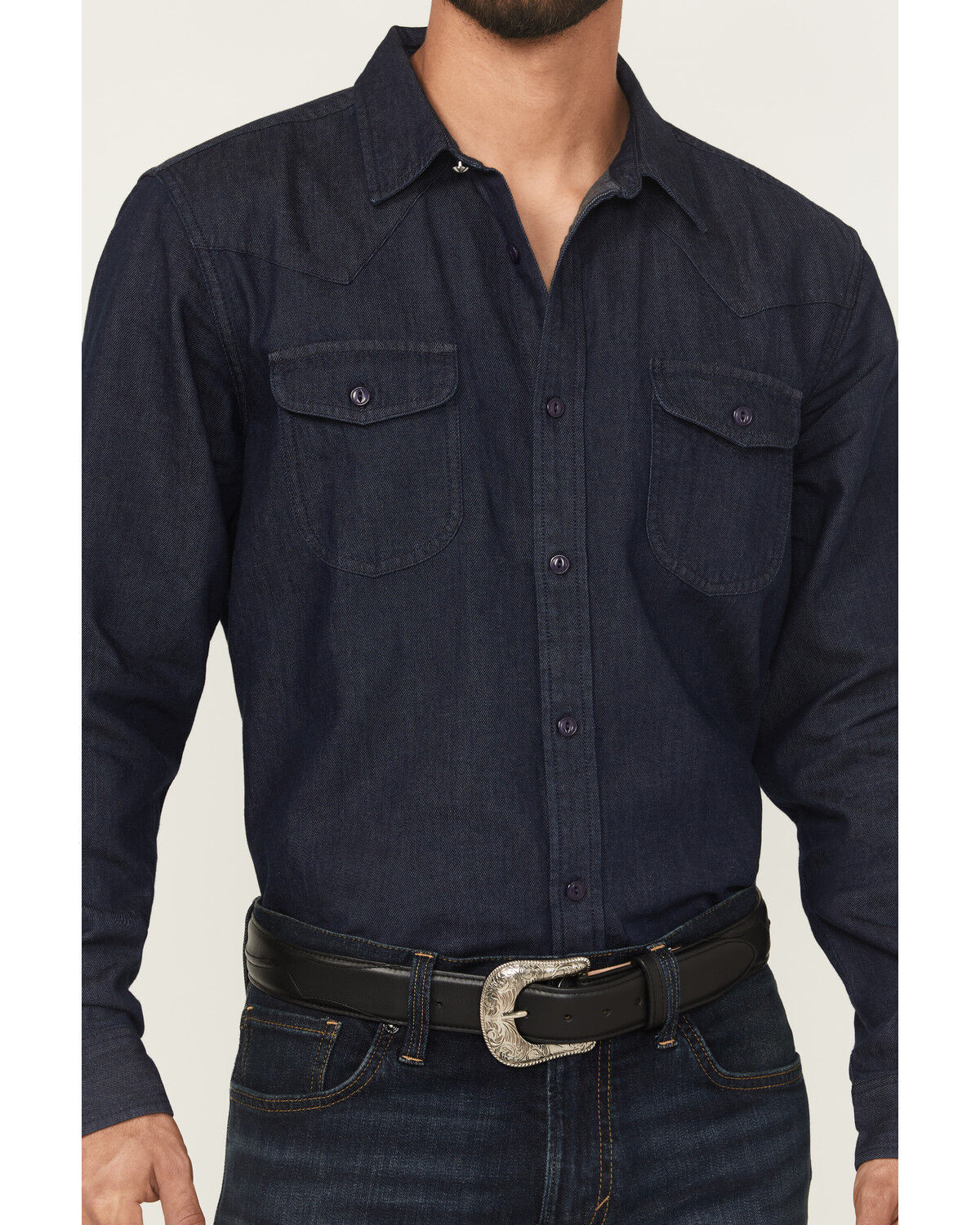Image #3 - Cody James Black 1978&reg; Men's Mamba Dark Wash Denim Long Sleeve Button-Down Western Shirt, Dark Wash, hi-res