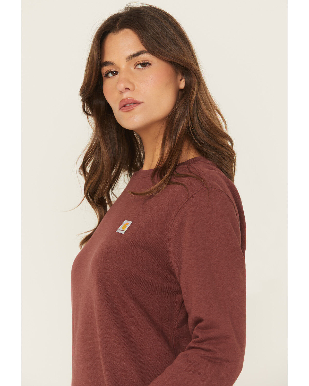 Image #2 - Carhartt Women's TENCEL&trade; Fiber Series Relaxed Fit Graphic Sweatshirt, Wine, hi-res