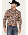 Image #1 - RANK 45&reg; Men's Lockwood Geo Striped Print Long Sleeve Button-Down Stretch Western Shirt, Lt Brown, hi-res