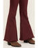 Image #2 - Shyanne Little Girls' Super Flare Raw Hem Jeans, Burgundy, hi-res