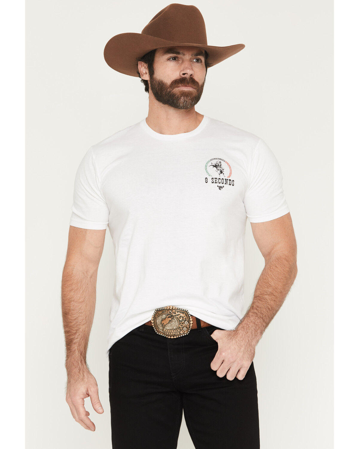 Image #2 - Cowboy Hardware Men's Hold My Cerveza Short Sleeve Graphic T-Shirt, White, hi-res