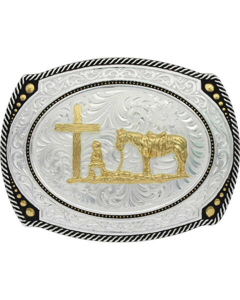 Image #1 - Montana Silversmiths Roped Christian Cowboy Buckle, Silver, hi-res