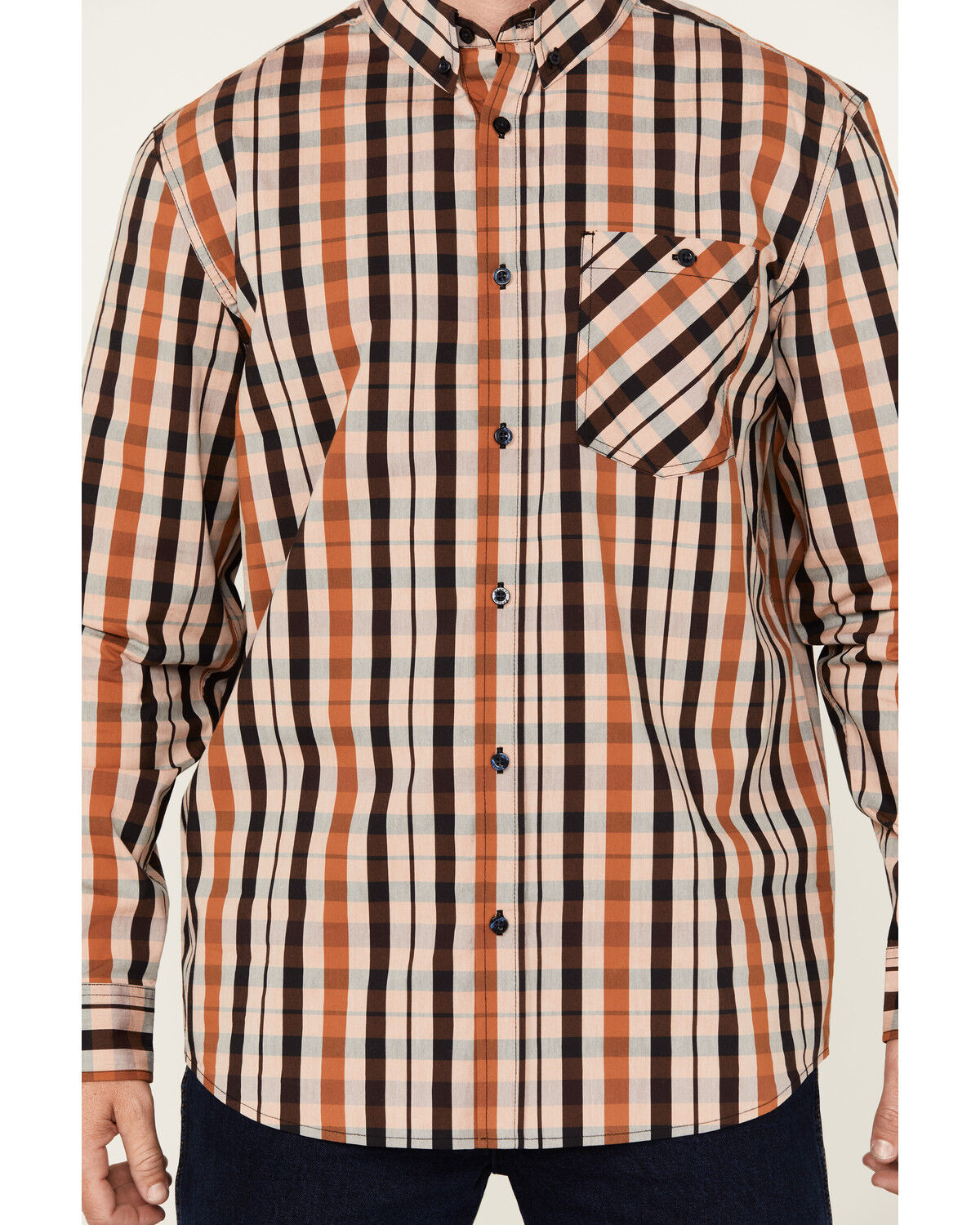 Image #3 - RANK 45&reg; Men's Dakota Plaid Print Long Sleeve Button-Down Performance Western Shirt, Brown, hi-res