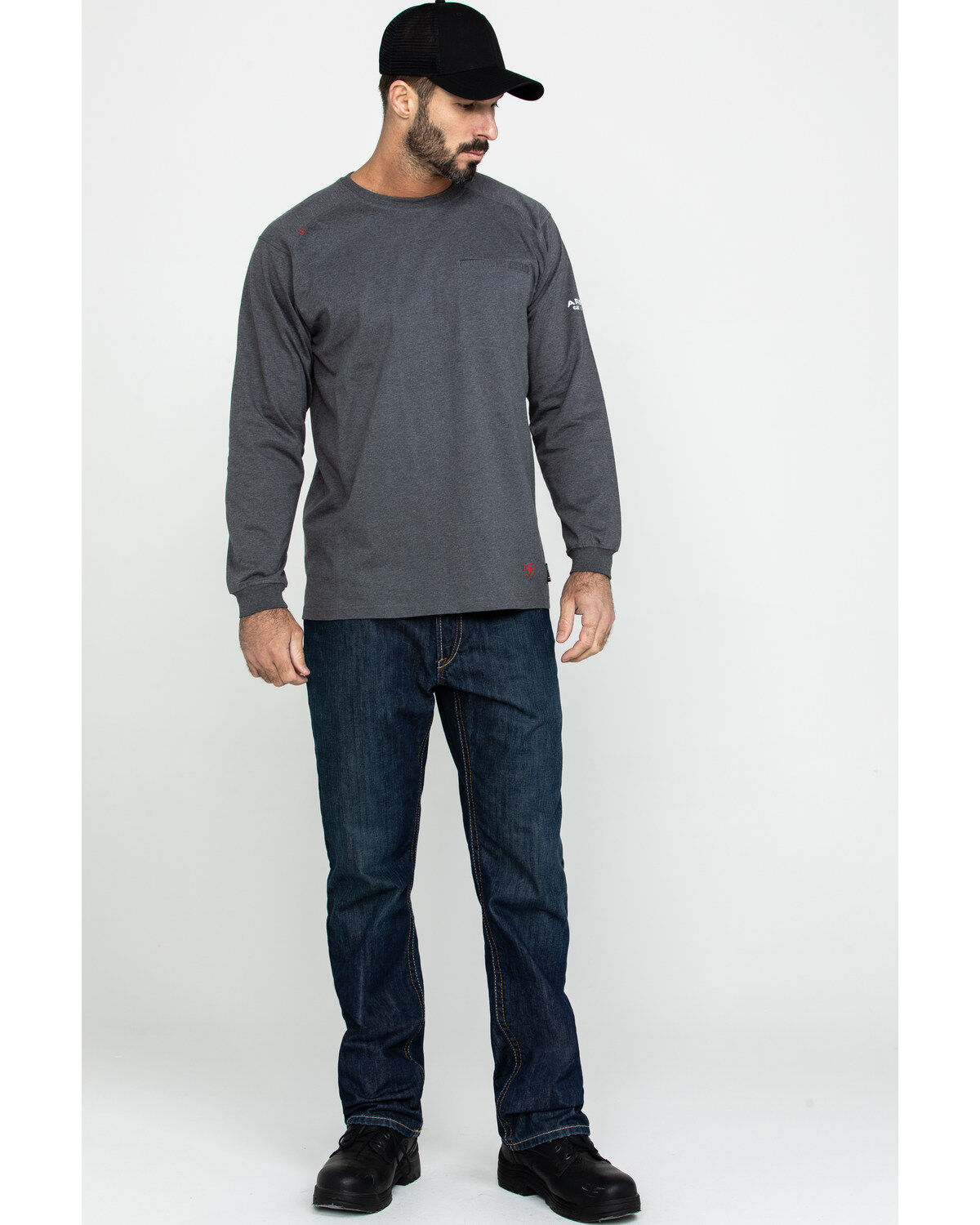 Image #6 - Ariat Men's FR Air Henley Long Sleeve Work Shirt - Tall, Charcoal, hi-res