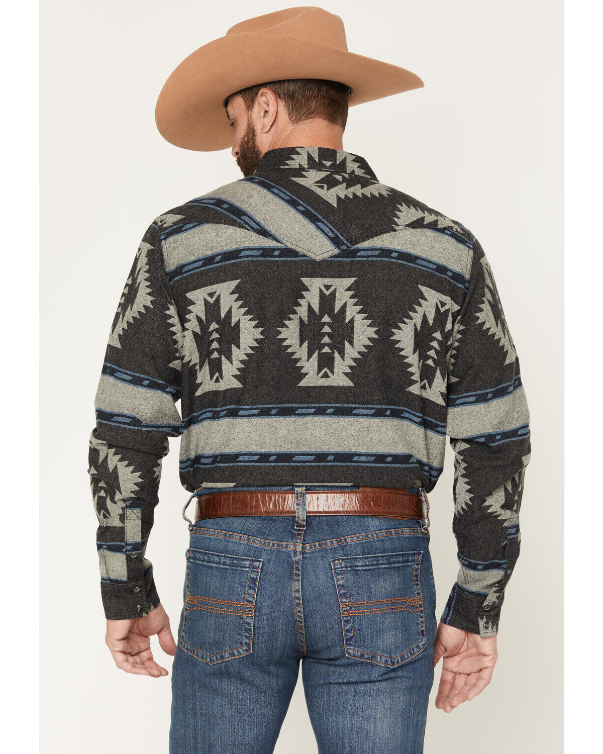 Image #4 - Cody James Men's Sun Burn Southwestern Print Long Sleeve Snap Flannel Shirt, Black, hi-res