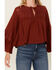 Image #3 - Cleo + Wolf Women's Lace Front Long Sleeve Peasant Top, Brandy Brown, hi-res