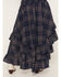 Image #4 - Cleo + Wolf Women's Plaid Print High Low Ruffle Midi Skirt, Navy, hi-res