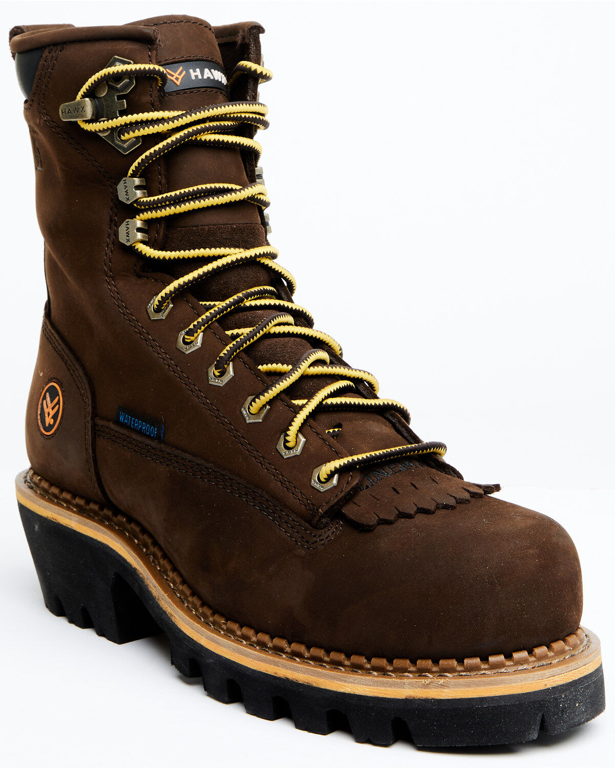Image #1 - Hawx Men's 8" Lineman Lace-Up Waterproof Work Boot - Composite Toe, Brown, hi-res