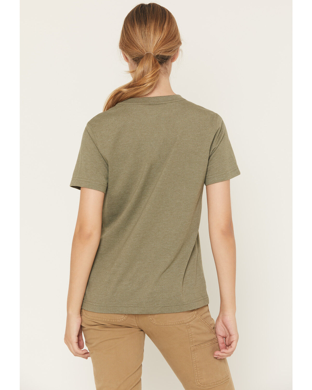 Image #4 - Carhartt Women's Relaxed Fit Lightweight Short Sleeve Pocket Tee - Plus, Heather Green, hi-res