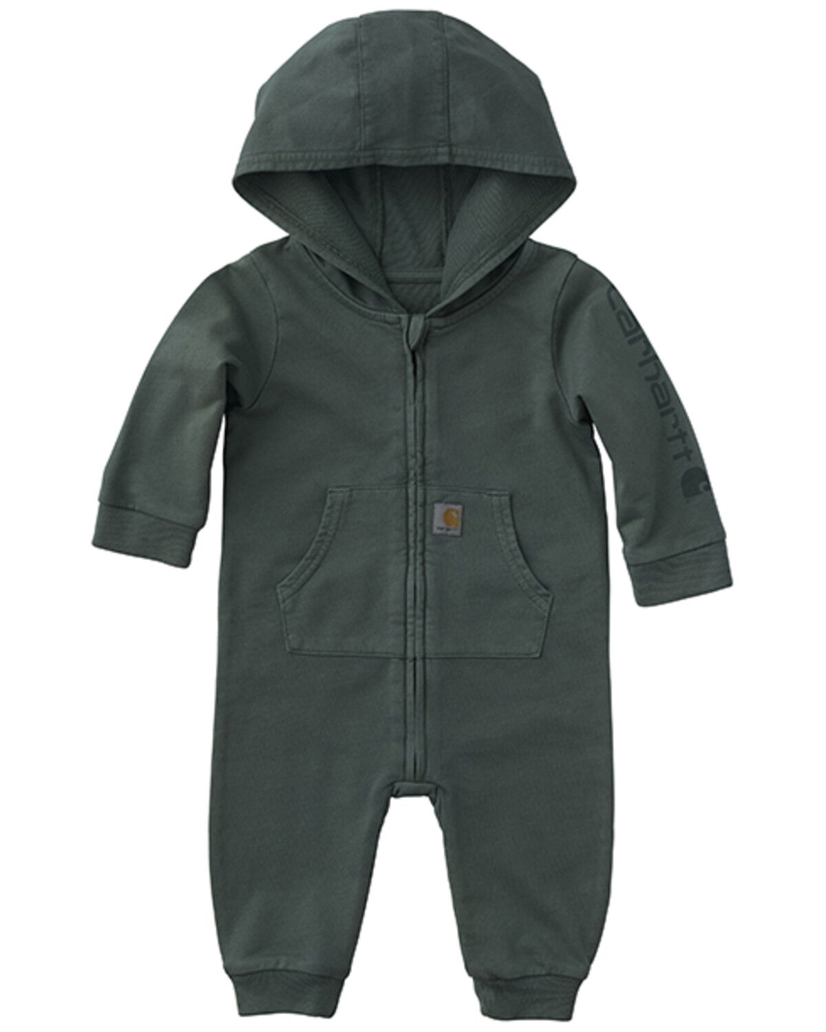 Image #1 - Carhartt Infant Boys' Solid Long Sleeve Zip-Up Hooded Coverall, Green, hi-res