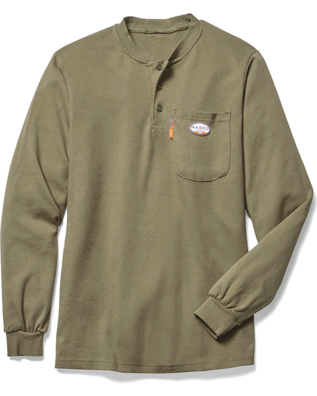 Image #1 - Rasco Men's FR Long Sleeve Work Henley, Beige/khaki, hi-res