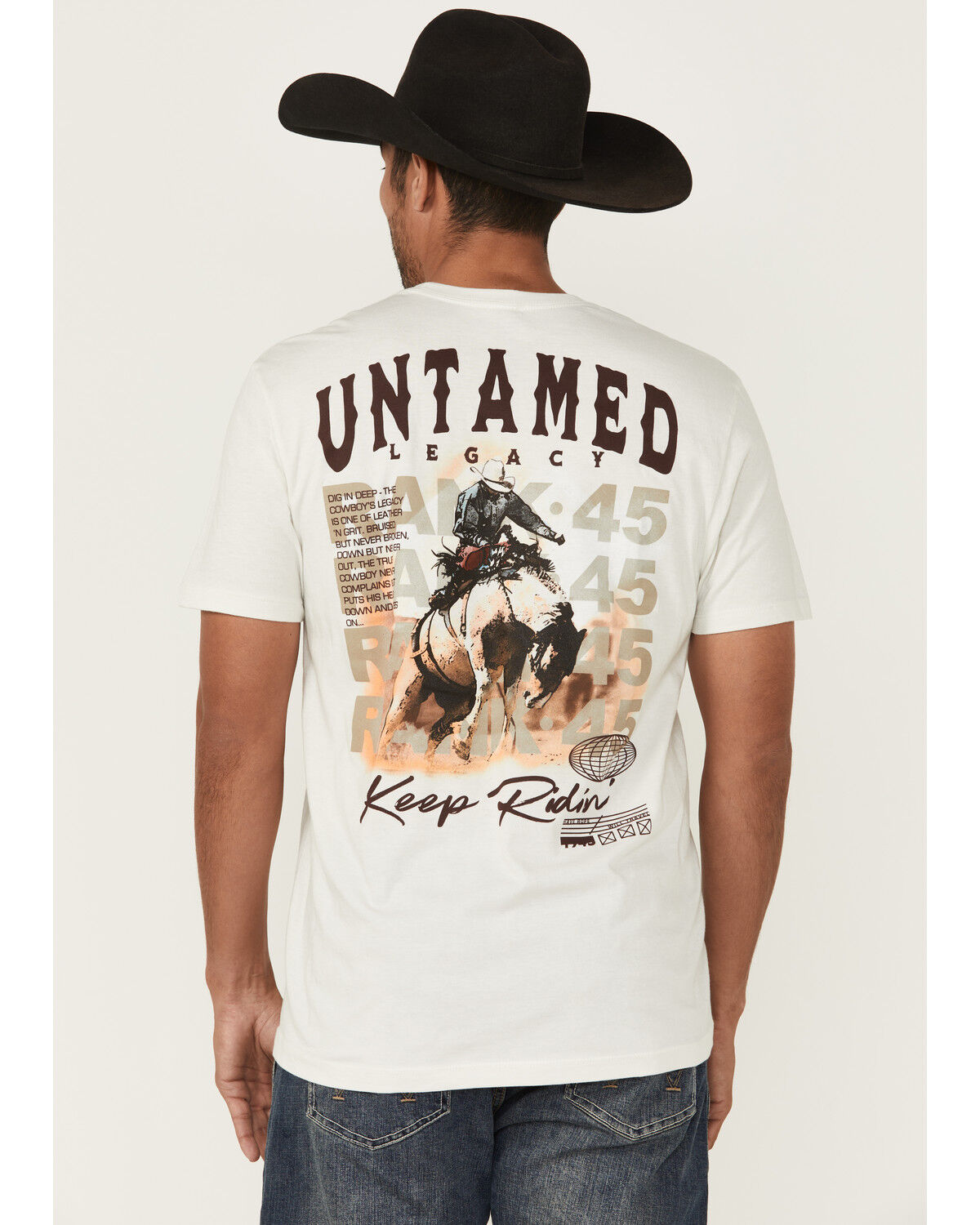 Image #1 - RANK 45&reg; Men's Untamed Cowboy Short Sleeve Graphic T-Shirt, Natural, hi-res