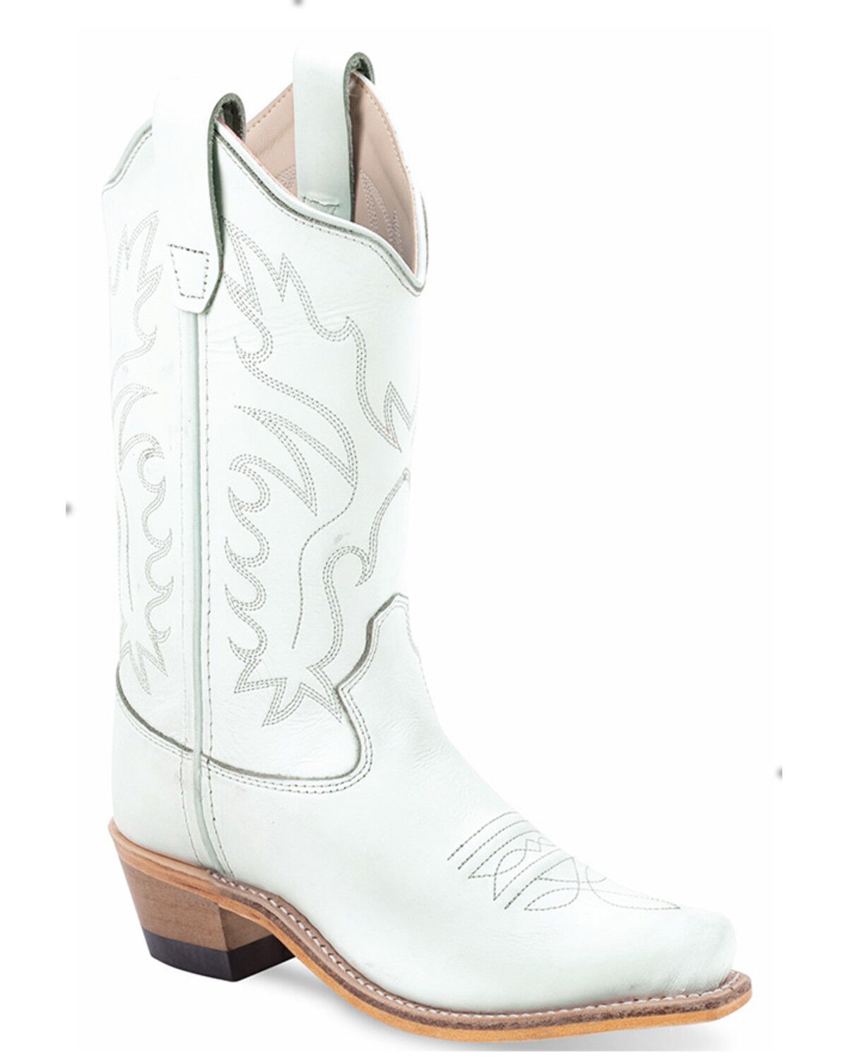 Image #1 - Old West Little Girls' Western Boots - Snip Toe, White, hi-res