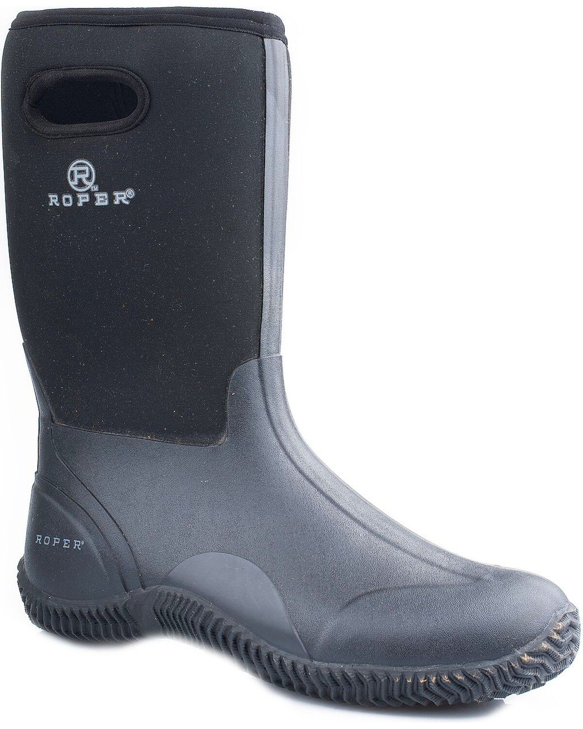 Roper Men's Neoprene Barnyard Work Boots, Black, hi-res