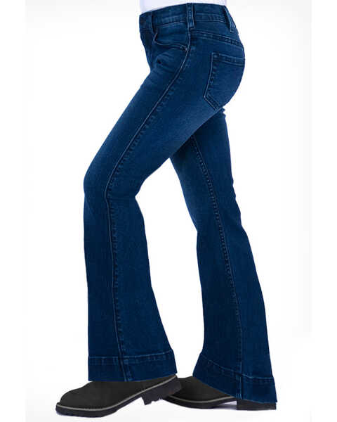 Image #3 - Cowgirl Tuff Girls' Medium Wash Flex Trousers , Blue, hi-res