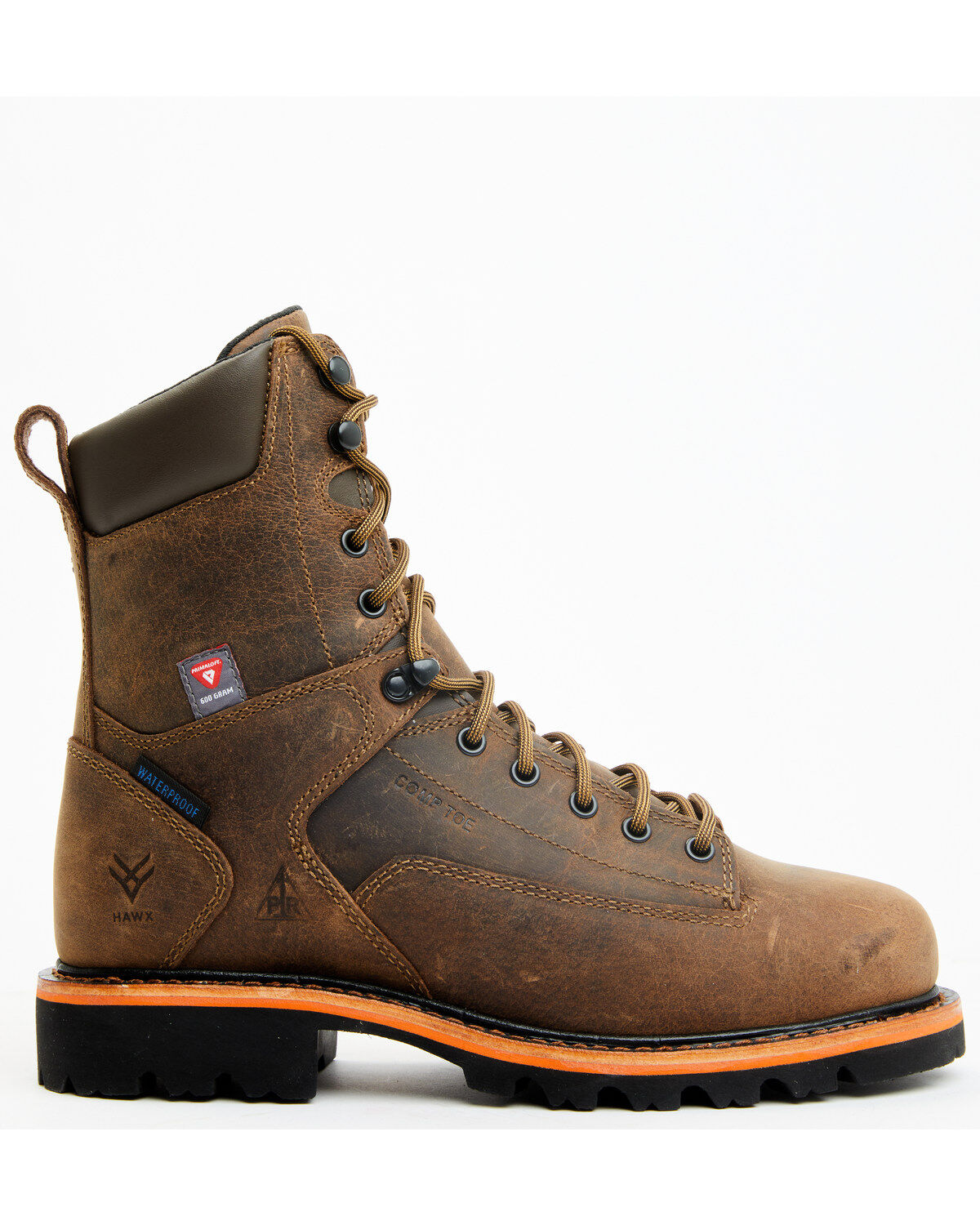 Image #2 - Hawx Men's 8" Insulated Lace-Up Waterproof Work Boots - Composite Toe, Brown, hi-res