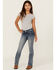 Image #1 - Grace in LA Girls' Medium Wash Butterfly Pocket Bootcut Stretch Denim Jeans, Medium Wash, hi-res