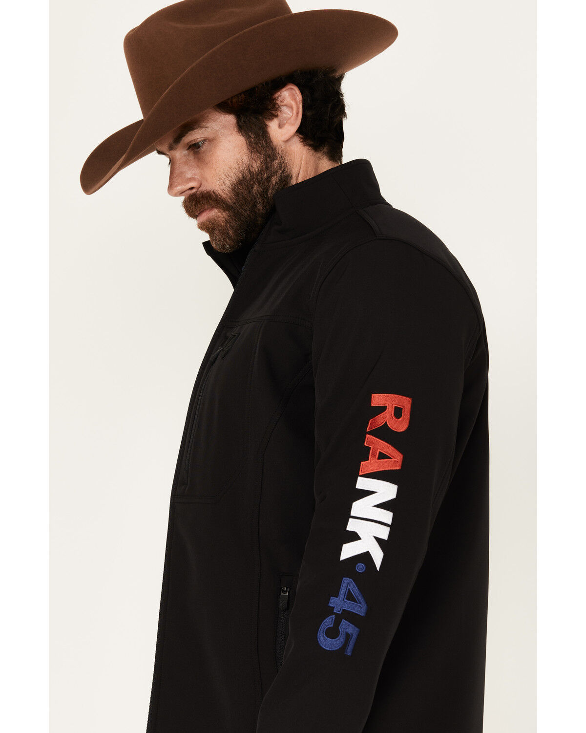 Image #3 - RANK 45&reg; Men's American Flag Logo Softshell Jacket, Black, hi-res