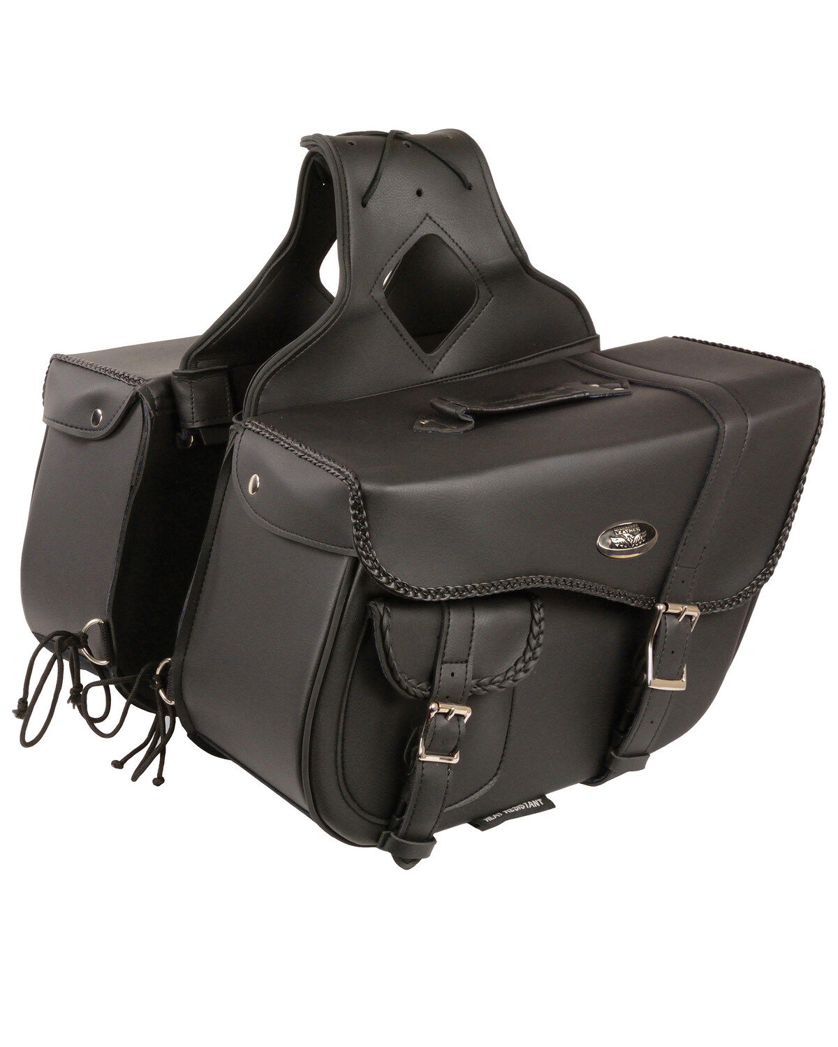 Milwaukee Leather Large Braided Throw Over Saddle Bag, Black, hi-res