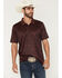Image #1 - RANK 45&reg; Men's Tonal Southwestern Print Short Sleeve Button-Down Polo, Burgundy, hi-res