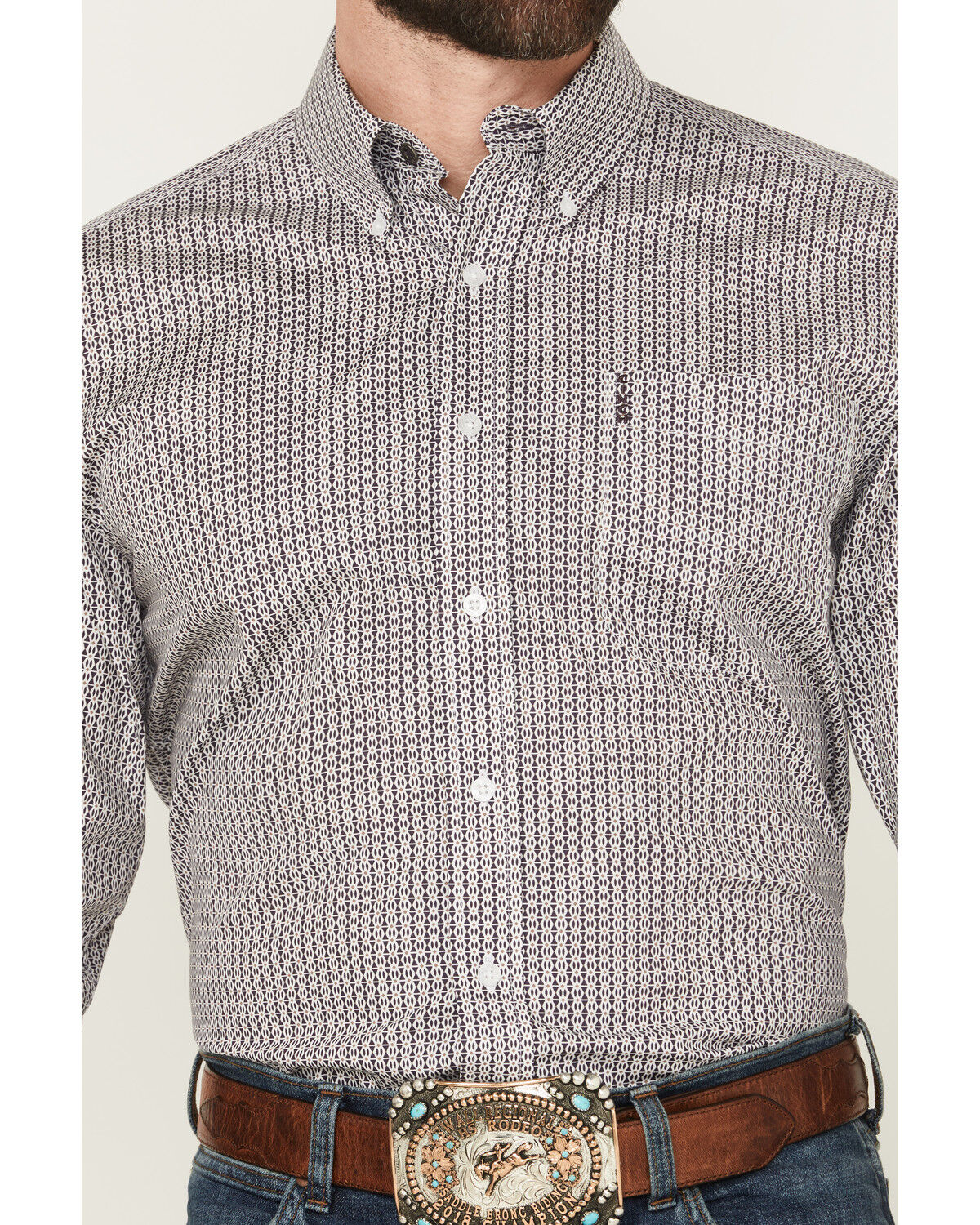 Image #3 - Cinch Men's Geo Print Modern Fit Long Sleeve Button-Down Western Shirt, White, hi-res