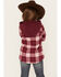 Image #4 - Shyanne Girls' Port Plaid Print Long Sleeve Zip Flannel Shacket, Burgundy, hi-res