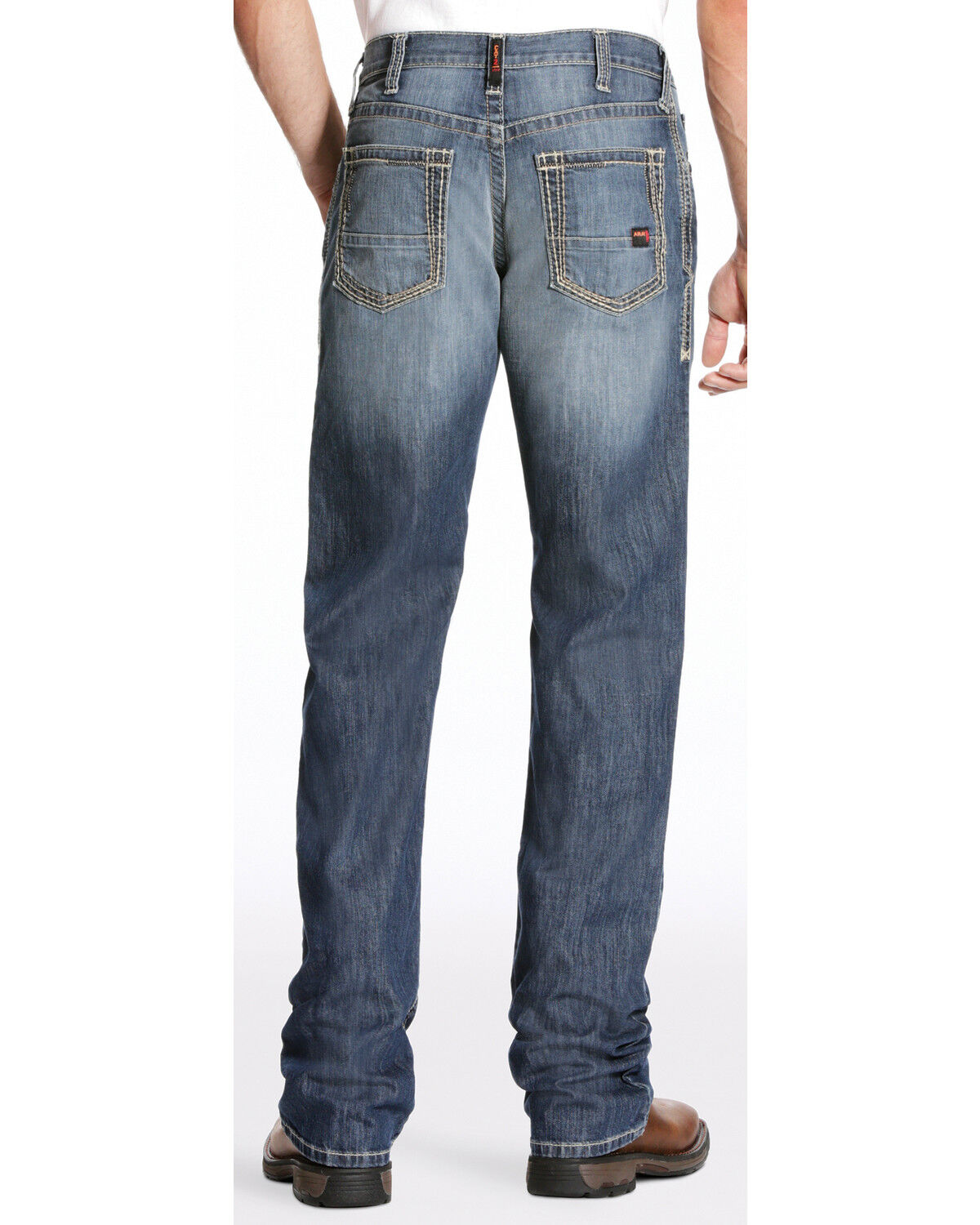 Image #1 - Ariat Men's FR M4 Inherent Boundary Low Rise Bootcut Jeans - Big, Dark Blue, hi-res