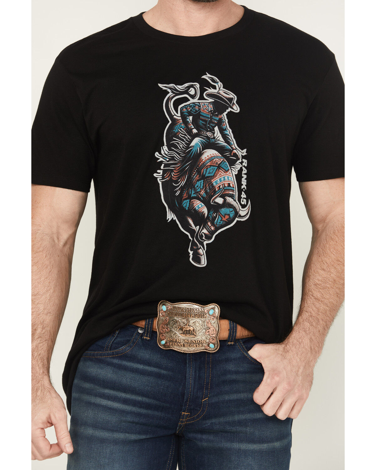 Image #3 - RANK 45&reg; Men's Southwest Bull Short Sleeve Graphic T-Shirt, Black, hi-res