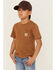 Image #2 - Carhartt Little Boys' Solid Short Sleeve Pocket T-Shirt , Medium Brown, hi-res