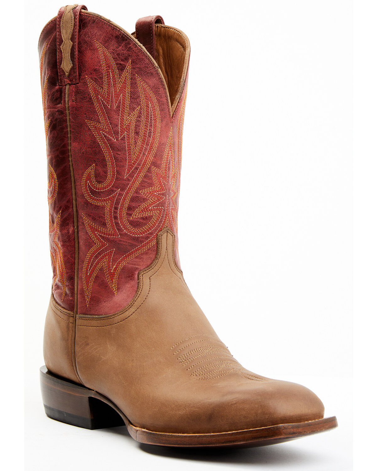 Lucchese Men's Gordon Western Boot - Broad Square Toe, Tan, hi-res