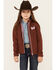 Image #1 - Shyanne Girls' Butterfly Embroidered Softshell Jacket , Chocolate, hi-res