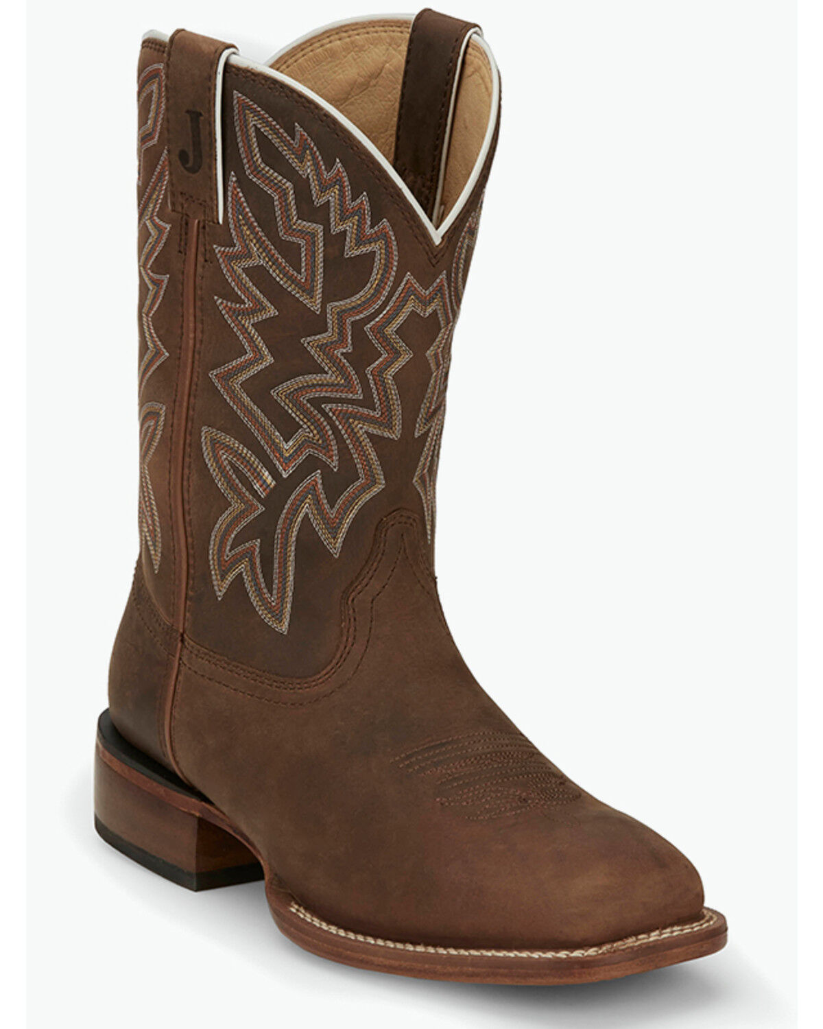 Justin Men's Frontier Western Boots - Broad Square Toe, Brown, hi-res