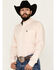 Image #2 - Cinch Men's Striped Print Tencel Long Sleeve Button-Down Western Shirt, Peach, hi-res