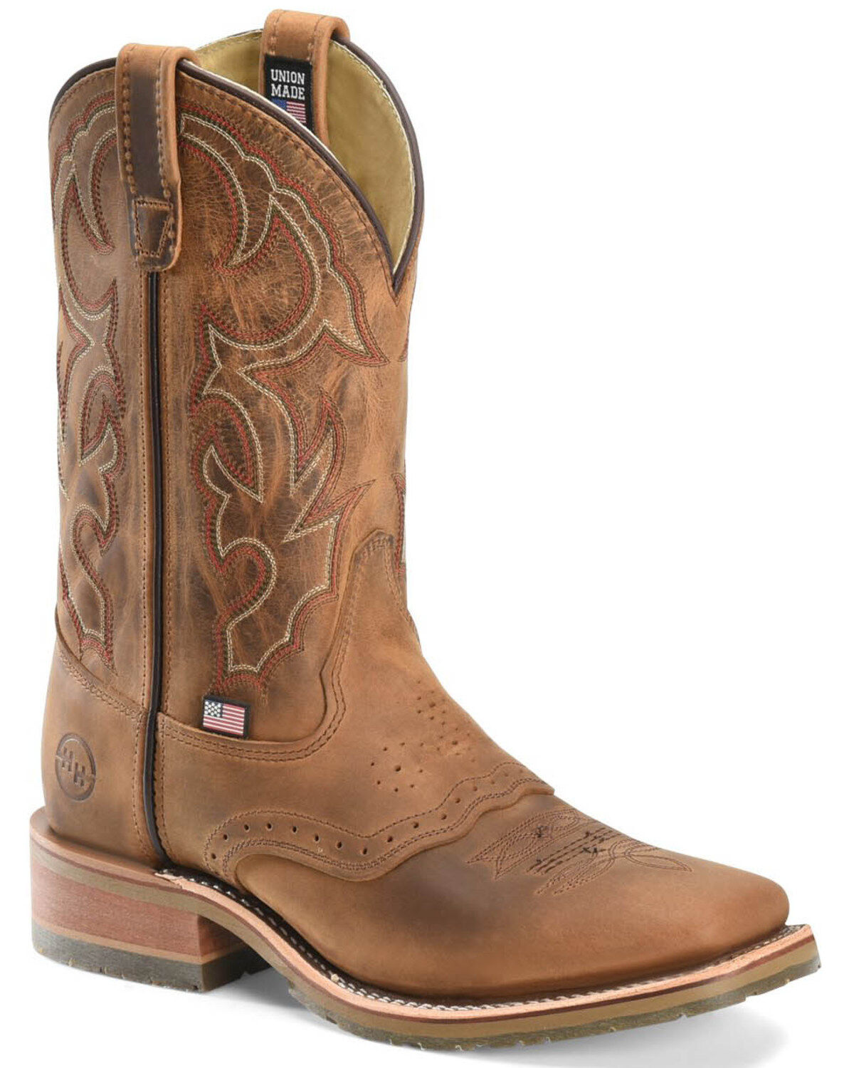 Double H Men's I.C.E. Saddle Vamp Western Work Boots - Broad Square Toe, Tan, hi-res