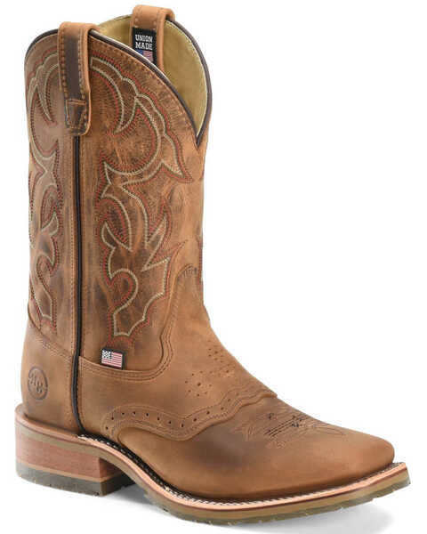 Image #2 - Double H Men's ICE Roper Western Work Boots - Broad Square Toe, Tan, hi-res