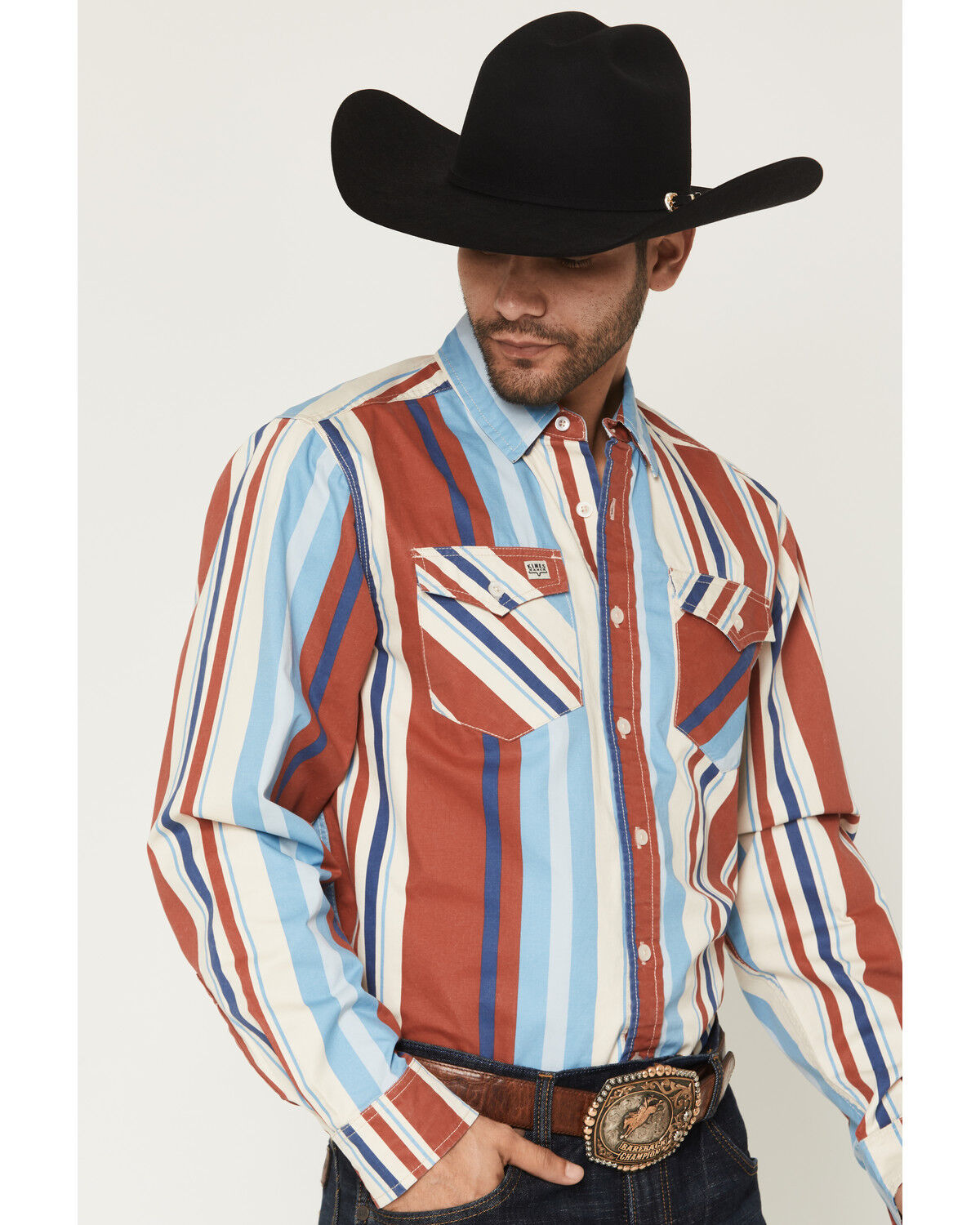 Image #2 - Kimes Ranch Men's Clancy Stripe Print Long Sleeve Button-Down Western Shirt, Red, hi-res