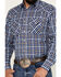 Image #3 - Ely Walker Men's Plaid Print Long Sleeve Pearl Snap Western Shirt, Navy, hi-res