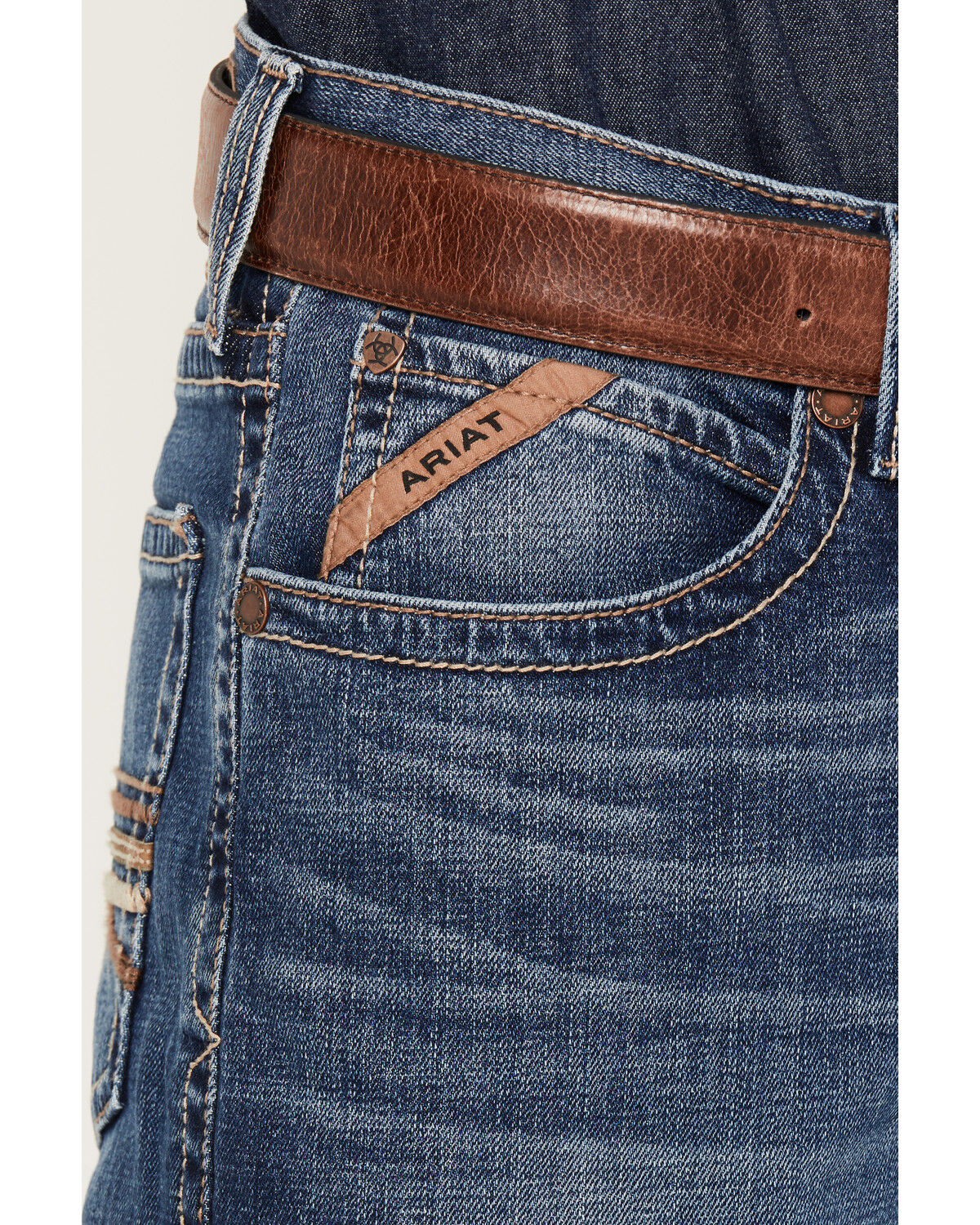 Image #2 - Ariat Men's M4 Heath Thornton Medium Wash Relaxed Bootcut Stretch Denim Jeans - Big, Medium Wash, hi-res